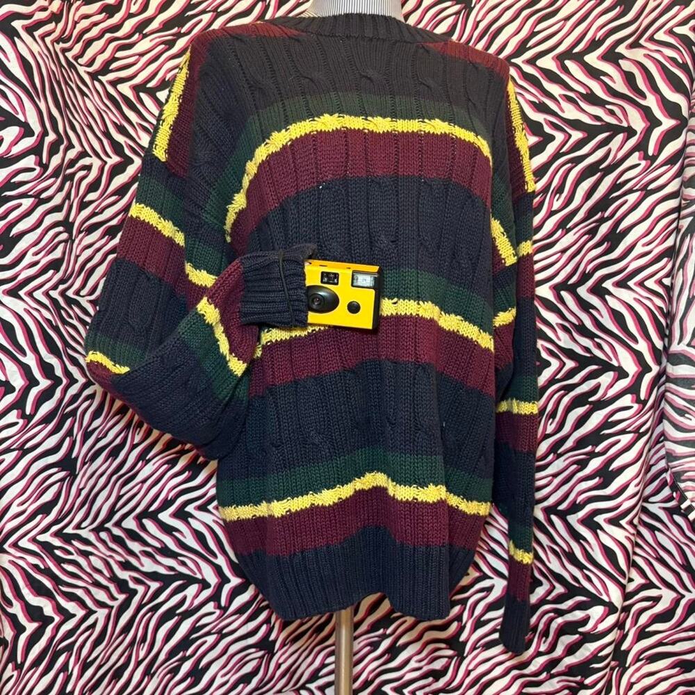 Vintage cable knit striped sweater